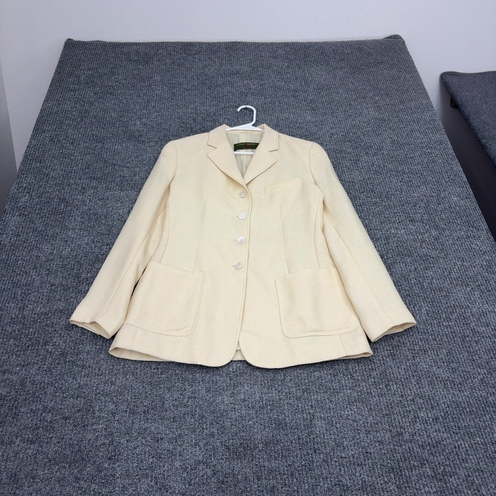 Luciano Barbera Blazer Womens M Cream Wool Italy Designer Professional Luxe